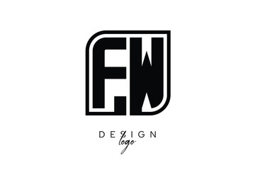 FW Block Monogram Logo – Bold Geometric Lettermark in Rectangular Style for Modern Branding & Identity
