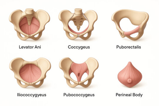 Pelvic Floor Muscles Anatomy Illustration
