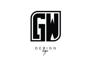 GW Block Monogram Logo – Bold Geometric Lettermark in Rectangular Style for Modern Branding & Identity