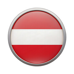Obraz premium Austrian flag button isolated on transparent background, a symbol of austria
