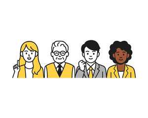 Fototapeta premium Simple vector illustration of a boss and subordinate rejoicing after solving a problem