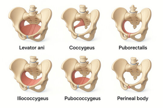 Pelvic Floor Muscles Anatomy Illustration