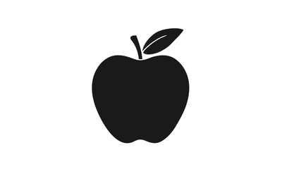 Black Apple Icon A Simple Silhouette on White Background for Various Design Applications