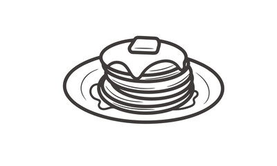 Stack of delicious pancakes with butter on a plate, a simple and appealing breakfast illustration