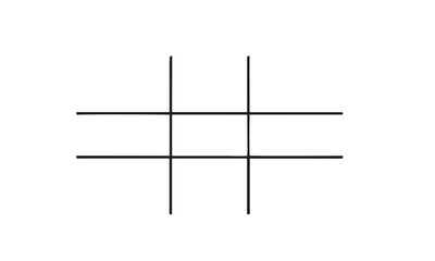 Simple grid design of a tic-tac-toe game board with intersecting lines, symbolizing strategy and decision-making