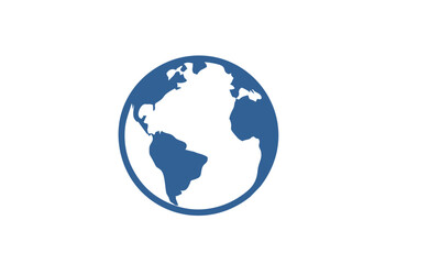 Simple blue globe icon symbolizing global connectivity, international communication, and worldwide digital network access, perfect for illustrating online services and global reach