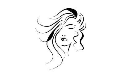 Elegant Woman's Face Depicted in Flowing, Artistic Lines Beauty, Grace, and Style