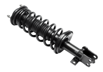 Automotive Coil Spring and Shock Absorber Assembly Closeup View of a Replacement Part isolated on transparent background