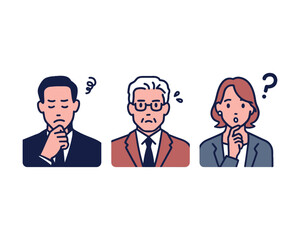 Simple vector illustration of a company executive with a troubled expression