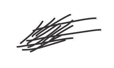 Abstract cluster of black scribbled lines on white background, simple hand-drawn graphic illustration