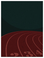 curved running track poster with grain texture  background vector illustration