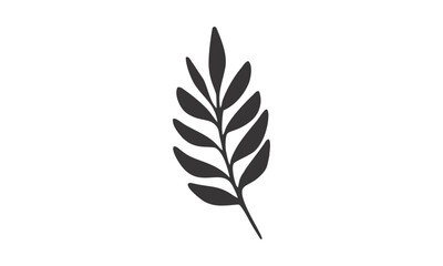A minimalist black hand-drawn illustration of a botanical leaf sprig on a white background.
