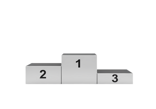 Winners Podium First Second and Third Place isolated on transparent background