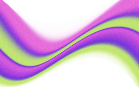 Abstract purple and lime green light streaks with vibrant glow and smooth gradients on black