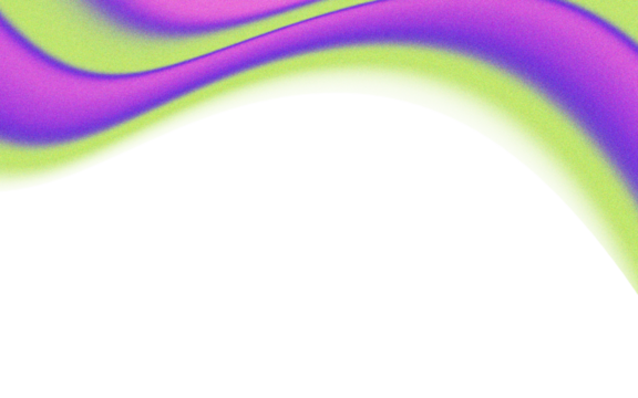 Abstract purple and lime green light streaks with vibrant glow and smooth gradients on black