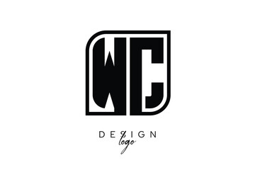 WC Block Monogram Logo &ndash; Bold Geometric Lettermark in Rectangular Style for Modern Branding & Identity
