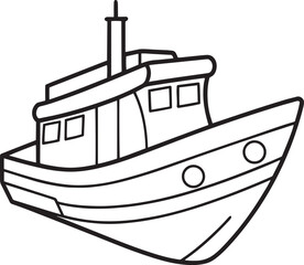 Obraz premium Simple outline drawing of a fishing boat