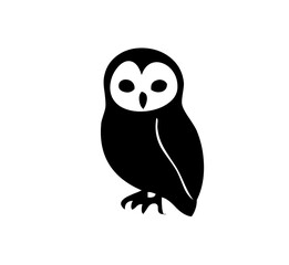 Obraz premium Minimalist black and white owl illustration standing alert design element on transparent background
