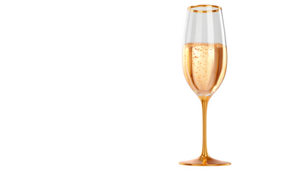 Champagne flute with rosé sparkling wine, isolated on transparent background