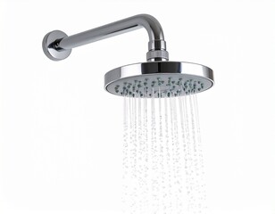 Modern chrome showerhead with refreshing water spray in a clean bathroom setting