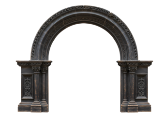 Ornate Cast Iron Archway Architectural Detail isolated on transparent background