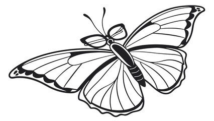 Butterfly wearing glasses vector illustration in black and white, a whimsical insect with eyewear design