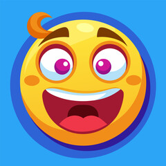 Dizzy and confused emoji with swirling stars and exaggerated expression of distress