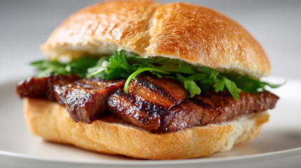close up of a delicious meat sandwich
