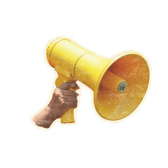 old megaphone on scrapbook cutout