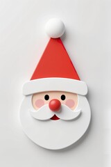 A Minimalist Santa Claus icon in flat vector design, white backdrop