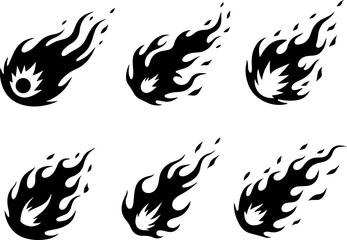 Flame Comet SVG Bundle | Fireball Tattoo Design | Meteor Fire Vector Cut Files