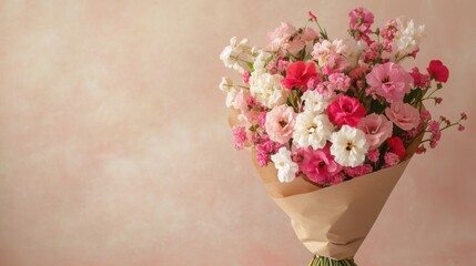 Beautiful arrangement of pink and white flowers in a bouquet