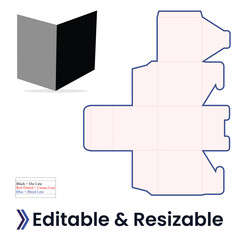 Packaging Die Cut Template for a Foldable Box with a Card Mockup vector illustration
