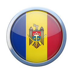 Obraz premium Illustration of the flag of moldova in a shiny circle isolated on transparent background
