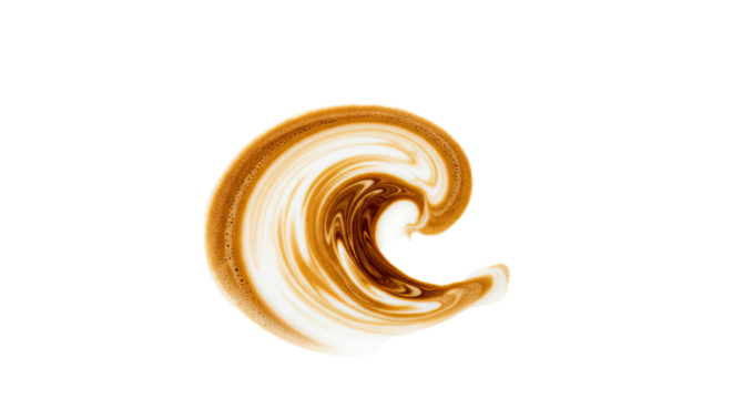 Abstract swirling coffee cream wave design.