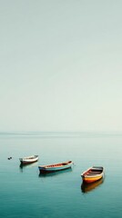 Naklejka premium Tranquil Scene with Colorful Boats