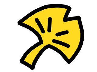 秋の素材　イチョウ　落ち葉　枯れ葉　アイコン　シンプルイラスト