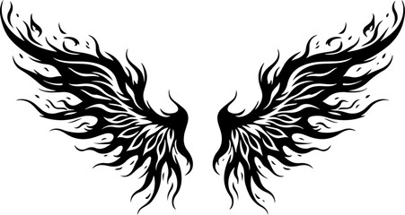 Obraz premium Tribal Wings SVG Bundle | Angel Wing Tattoo Design | Vector Cut File Set
