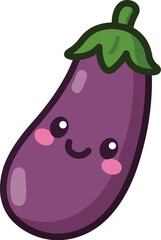 Kawaii Illustration of a Smiling Eggplant