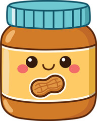 Kawaii Illustration of a Smiling Peanut Butter Jar