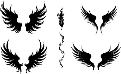 Fototapeta premium Tribal Wings SVG Bundle | Angel Wing Tattoo Design | Vector Cut File Set