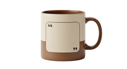 Brown and Beige Mug with Blank Quote Space.