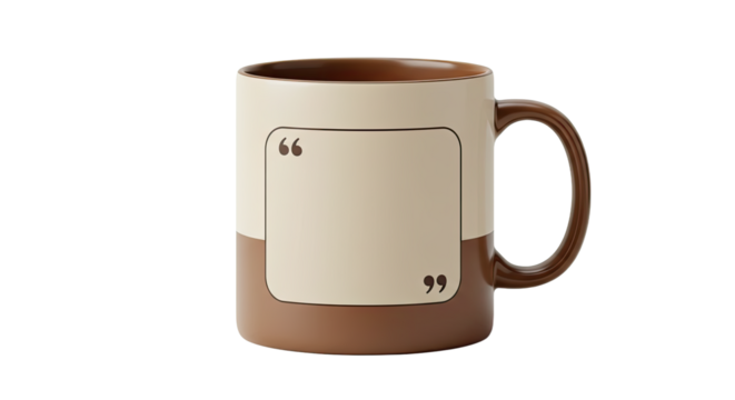 Brown and Beige Mug with Blank Quote Space.