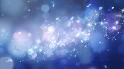 Obraz premium Glowing molecular network with amber and blue tones. AI generated