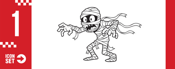 Mummy icon set this spooky character is perfect for halloween designs, horror themes, or ancient egypt projects use it for invitations, decorations, or educational materials