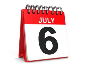 Red calendar showing July 6th