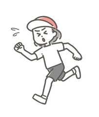 頑張って走っている体操服を来た女の子