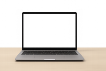 Modern laptop showing transparent screen on desk