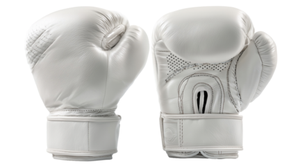 Premium white boxing gloves for sparring and training equipment concept isolated on transparent background