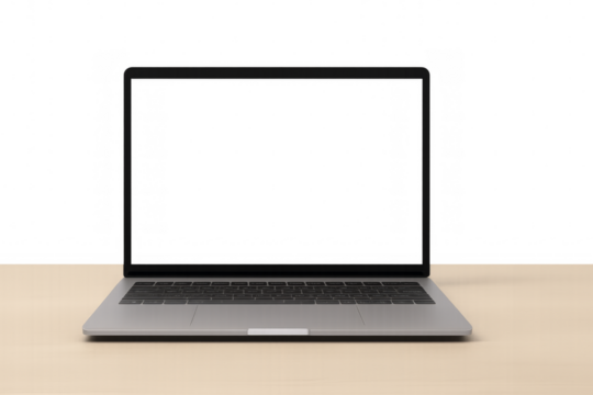 Modern laptop showing transparent screen on desk